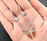 Серебряные серьги из коллекции «Drops» с разноцветными турмалинами
