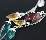 Серебряные серьги из коллекции «Drops» с разноцветными турмалинами