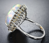Серебряное кольцо с кристаллическим эфиопским опалом 8,38 карата и бриллиантами Серебро 925