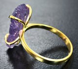 Золотое кольцо с резным аметистом 5,39 карата и цаворитом