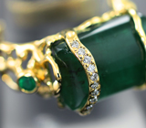 Золотое кольцо с крупным насыщенным уральским изумрудом 8,62 карата и бриллиантами Золото