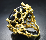 Кольцо с кристаллическим черным опалом 31,32 карата и бриллиантами Золото