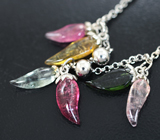 Серебряный браслет из коллекции «Drops» с разноцветными турмалинами