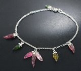 Серебряный браслет из коллекции «Drops» с разноцветными турмалинами Серебро 925