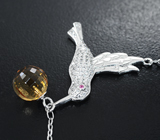 Серебряное колье из коллекции «Drops» с бриолетом цитрина и розовым сапфиром Серебро 925