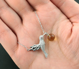 Серебряное колье из коллекции «Drops» с бриолетом цитрина и розовым сапфиром Серебро 925