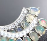 Превосходные серебряные серьги с кристаллическими эфиопскими опалами Серебро 925