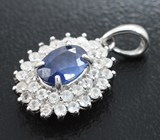 Симпатичный серебряный кулон с синим сапфиром Серебро 925