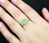 Золотое кольцо с мятно-зеленым уральскими изумрудами 2,71 карата и бриллиантами Золото