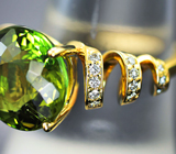 Золотое кольцо с сочным желто-зеленым турмалином 6,18 карата и бриллиантами Золото