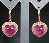 Романтичные серебряные серьги с рубинами Серебро 925