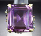 Серебряное кольцо с аметистом 32,94 карата и голубыми топазами