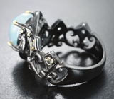 Серебряное кольцо с аквамарином 4,05 карата и голубыми топазами Серебро 925