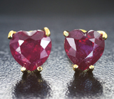Золотые пусеты с насыщенными рубинами 3,53 карата Золото