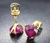 Золотые пусеты с насыщенными рубинами 3,53 карата Золото