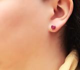 Золотые пусеты с насыщенными рубинами 3,53 карата Золото