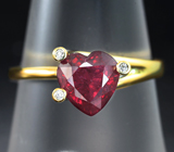 Золотое кольцо с ярким насыщенным рубином 1,72 карата и бриллиантами Золото