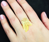 Золотое кольцо с резным лимонным цитрином 13,71 карата Золото