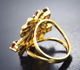 Массивное золотое кольцо с россыпью андалузитов 6,6 карата и бриллиантами