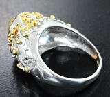 Серебряное кольцо с кристаллическим эфиопским опалом и гранатами