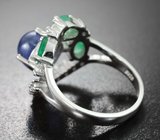 Чудесное серебряное кольцо с танзанитом и изумрудами Серебро 925