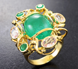Золотое кольцо с уральскими изумрудами, морганитами и бриллиантами Золото