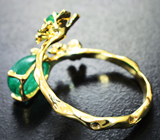 Золотое кольцо с насыщенными уральскими изумрудами 2,66 карата и бриллиантом Золото