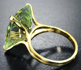 Кольцо с зеленым аметистом авторской огранки 14,05 карата  Золото