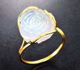 Золотое кольцо с резным лунным камнем 11,62 карата