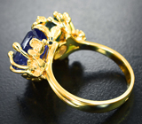 Золотое кольцо с «неоновым» турмалином 3,49 карата, танзанитом 5,26 карата и бриллиантом Золото