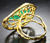 Эксклюзив! Золотое кольцо с уральским изумрудом авторской огранки 5,07 карата и бриллиантами Золото