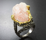 Серебряное кольцо с кристаллом морганита и перидотами