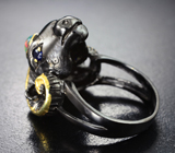 Серебряное кольцо с кристаллическим эфиопским опалом 0,4 карата