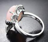 Эффектное крупное серебряное кольцо с перуанским розовым опалом