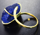 Золотое кольцо с яркой друзой азурита 14,35 и синим сапфиром Золото