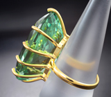 Золотое кольцо с чистейшим крупным мятно-зеленым аметистом 42,71 карата