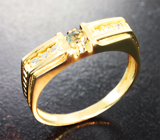 Золотое кольцо с редким насыщенным уральским александритом первой чистоты 0,22 карата и бриллиантами