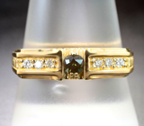 Золотое кольцо с редким насыщенным уральским александритом первой чистоты 0,22 карата и бриллиантами