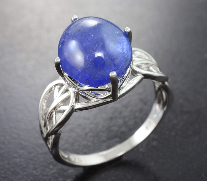 Ажурное cеребряное кольцо с танзанитом