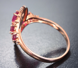Эффектное серебряное кольцо с рубинами