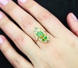 Серебряное кольцо с кристаллическим эфиопским опалом 0,94 карата и диопсидами Серебро 925