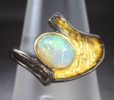 Серебряное кольцо с кристаллическим эфиопским опалом 0,94 карата