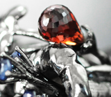 Серебряное кольцо с аметистом, альмандином гранатом, цитрином и синими сапфирами
