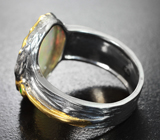 Серебряное кольцо с ограненным эфиопским опалом 2,59 карата и диопсидом Серебро 925