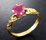 Золотое кольцо с рубином редкой огранки 1,98 карата