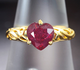 Золотое кольцо с рубином редкой огранки 1,98 карата Золото