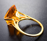 Золотое кольцо с чистейшим медовым цитрином авторской огранки 9,94 карата Золото