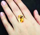 Золотое кольцо с чистейшим медовым цитрином авторской огранки 9,94 карата Золото