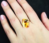 Золотое кольцо с чистейшим медовым цитрином авторской огранки 9,94 карата