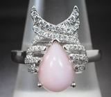 Оригинальное серебряное кольцо с перуанским розовым опалом